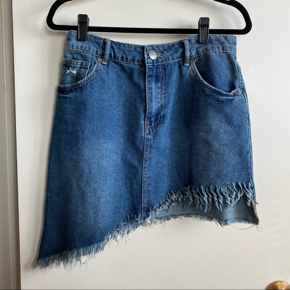 asymmetric denim skirt